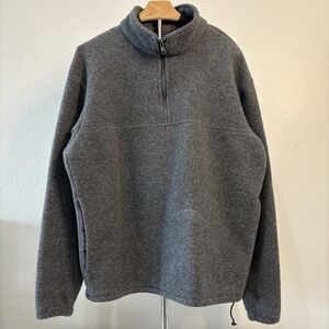 J Crew Mens Medium Vintage Fleece 1/4 Zip Long Sleeve Pullover Gray Small Pocket